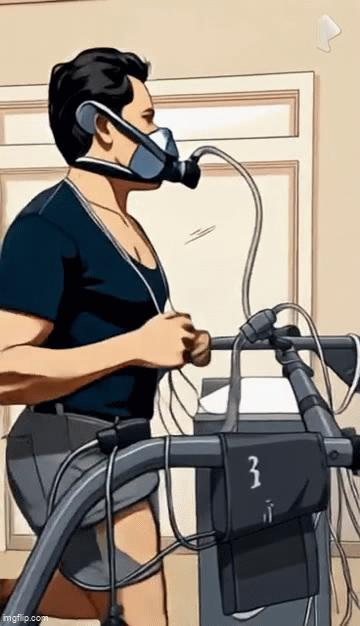 Demonstração animada do exame de Ergoespirometria